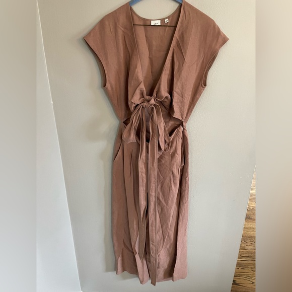 wilfred aritzia brax cutout tie wrap crop wide leg jumpsuit 0 xs x-small - Picture 2 of 6